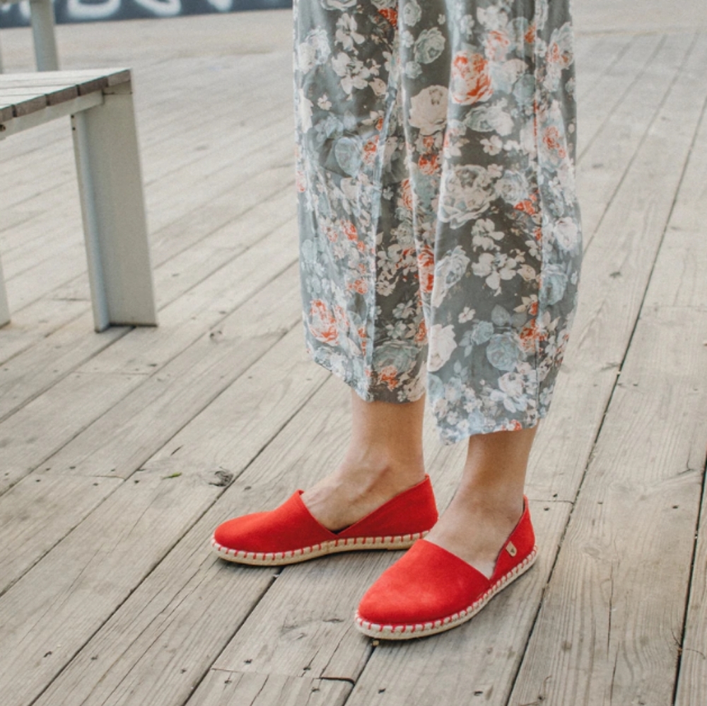Verbenas Red Suede Espadrilles Made In Spain